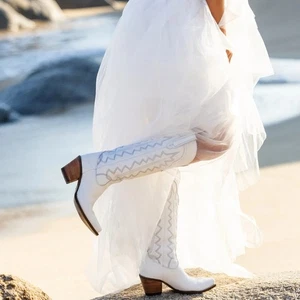 BOTAS WESTERN DINGO 1969 ALTAS DE ALGODÓN BLANCAS 10 NUEVAS EN CAJA - Imagen 1 de 11