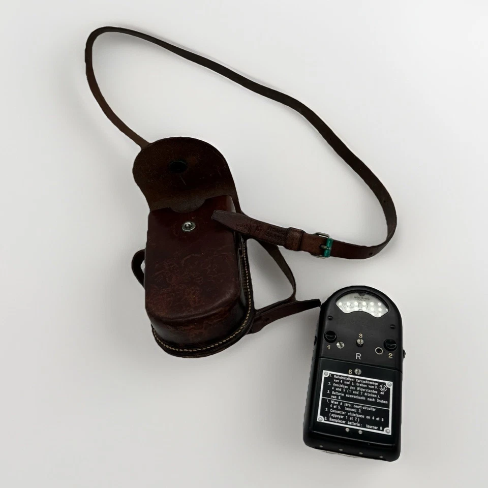 Multímetro lector de ohmios Trub Tauber vintage con estuche de cuero no probado Alemania Foto 1 de 4