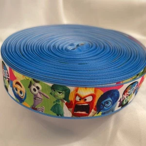 Feeling Inside Cartoon Inspired 1" Hair bow Ribbon 3 yards - Picture 1 of 3