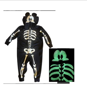 Disney Mickey Mouse Skelton Glow in the Dark Halloween Costume Toddler Size 3 - Picture 1 of 18