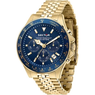 Orologio Uomo SECTOR 230 R3273661030 Chrono Bracciale Acciaio Gold Dorato Blu - Immagine 1 di 3