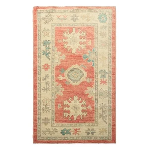 LoomBloom 3x5 Hand Knotted Wool Coral Oushak Transitional Rug - Picture 1 of 5