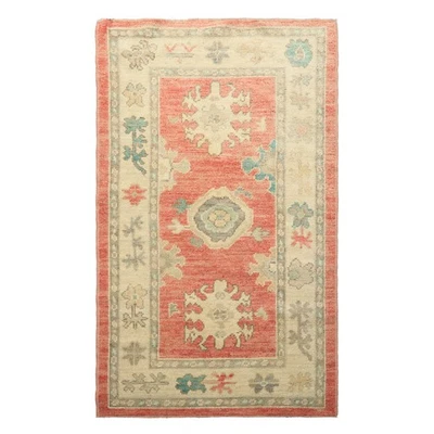 LoomBloom 3x5 Hand Knotted Wool Coral Oushak Transitional Rug - Image 1 of 4