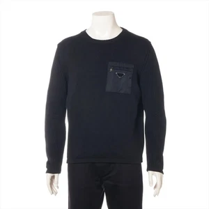 Prada Triangle logo 22 years Wool Knit 52 Men's Black UMB049 Lint on fabric - Picture 1 of 13