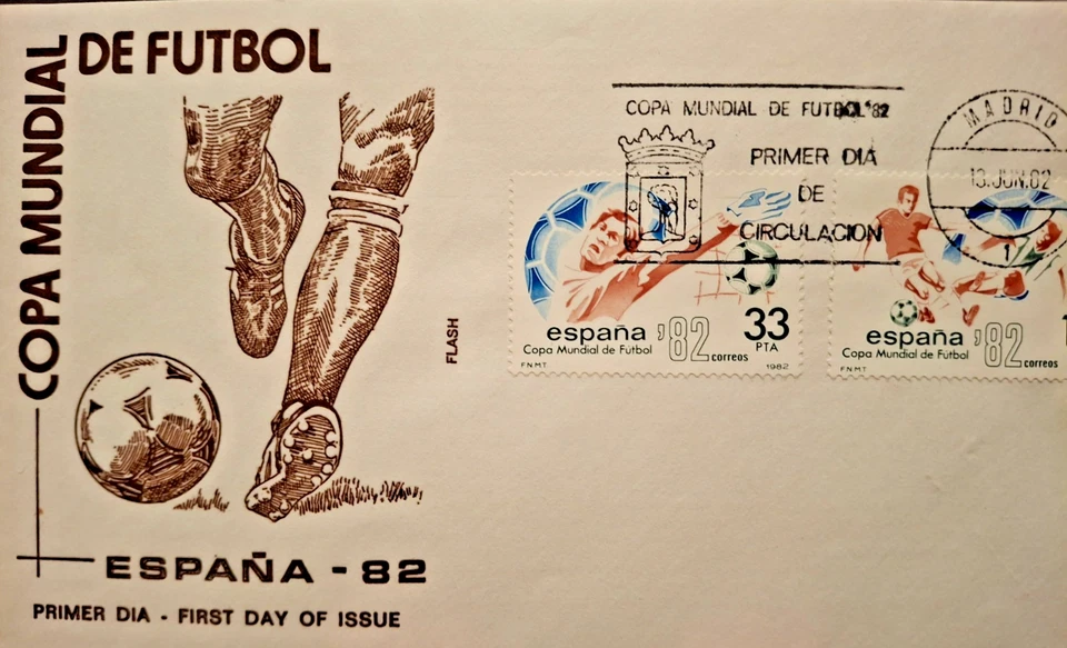 FDC España 1982 Mundial de Fútbol ilustrado en relieve portada bonitos sellos cancelados Foto 1 de 1