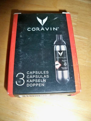 CORAVIN -- Box Of 3 CAPSULES -- [EXP 2020] -- New Old Stock -- Buy More & Save - Image 1 of 4