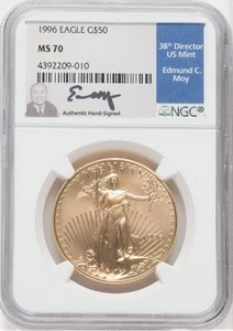 1996 $50 American Eagle NGC MS70 Ed Moy Signed - Picture 1 of 2