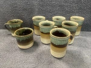 Precioso juego de té Ashdale Pottery 6 tazas, azucarero + jarra, verde ombre/marrón - Imagen 1 de 18