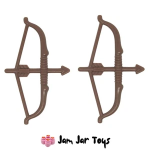 LEGO Longbows 2x NEW Reddish Brown Bow & Arrow Castle Hobbit LOTR Pieces W20 - Picture 1 of 2