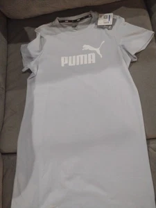 NWT Puma Women's Essential Slim Fit T-Shirt Dress Blue Stretch Size XL  - Picture 1 of 2