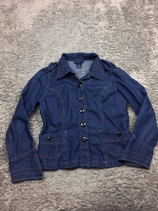 Forenza Jean Jacket Womens Size 12 Blue Denim Dark Wash Button Up 31-8265-6 - Picture 1 of 11