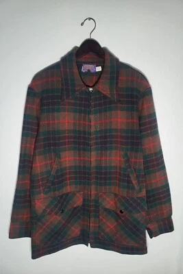 Vintage 70s Pendleton Plaid Flannel Zipper Jacket Size Small Made In USA - Image 1 of 4