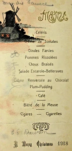 Antikes Weihnachtsmenü gefüllt Truthahn Kohl Pflaume Pudding Zigarren 1918 - Bild 1 von 5