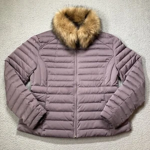 Hunter Down Puffer Jacket Womens XL Purple Fur Trim Winter Parka Full Zip Coat - Picture 1 of 20
