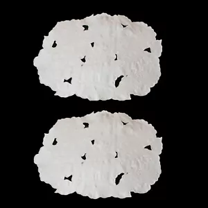 Set aus zwei Vintage Leinen Tischsets schöne Blumen Cutwork Stickerei 19,5"x13" - Bild 1 von 9