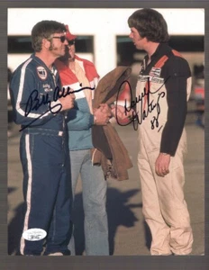 BOBBY ALLISON+DARRELL WALTRIP HAND SIGNED 8x10 COLOR PHOTO    CASUAL POSE    JSA - Picture 1 of 1