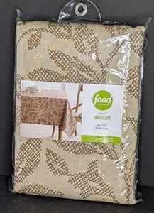 NUEVO Mantel Tejido Food Network 60x84" Hoja Otoño Taupe Bronceado Fácil Cuidado Nuevo en Paquete - Imagen 1 de 5