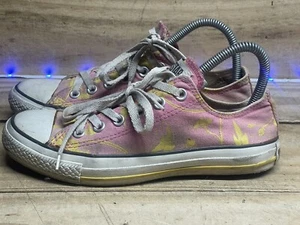 Converse Low Top Flower Floral Shoes size 8 Lady Pink Yellow White All Star - Picture 1 of 8