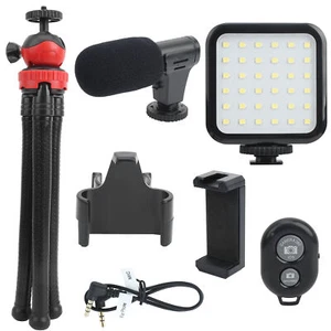 Mic Fill Light Tripod Set Professional Mobile Phone Live Broadcast Kit Black Hot - Photo 1/12