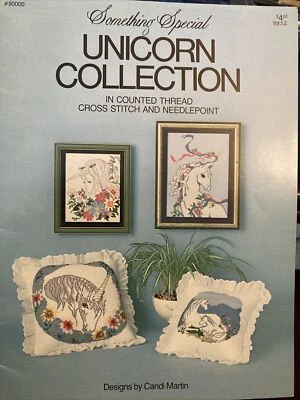 Vtg Rare Unicorn Collection Cross Stitch Patterns Candamar Designs 1981 - Image 1 of 2