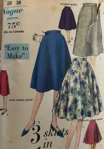 Patrón VOGUE--1960 3 faldas en una--#5106---talla Cintura 26/Cadera 36--Talla 14.[Corte] - Imagen 1 de 3