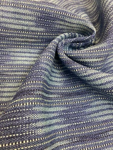 Tessuto tappezzeria design blu navy lino belga Ikat righe STA 3743 - Foto 1 di 4