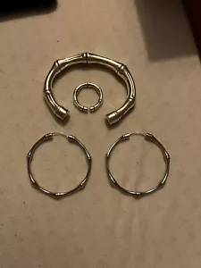 Set Gucci Bamboo 925 Silber Armreif Ohrringe Ring 925 Silber  - Bild 1 von 6