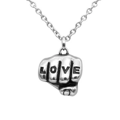 collana a mano amore tatuaggio acciaio inox collana pendente di controse - Immagine 1 di 4