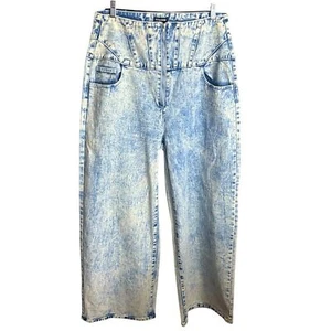 PLT PrettyLittleThing Acid Wash Nahtdetail Korsett Taille Jeans Größe 12 - Bild 1 von 10