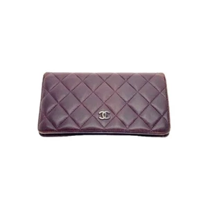Authentic Chanel Matelasse Bifold Long Wallet Brown Leather CoCo Mark with Box - Picture 1 of 8