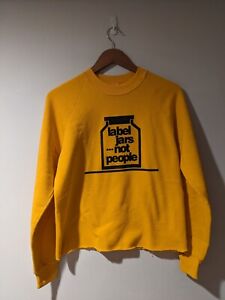 Vintage 90s Label Jars Not People Yellow Medium Sweatshirt
