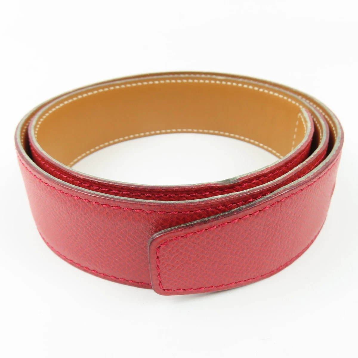 HERMES 赤 レザーベルト Hロゴ　リバーシブル Hermes Reversible H Logo Thin Belt | Rent Hermes jewelry for $49/month