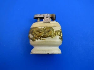 Vintage Aurora Lighter Tabletop Metal White Gold Pattern - Picture 1 of 11