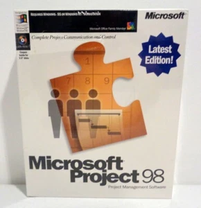 Microsoft Project 98 Full Version Software for Windows 95 PC Retail Box NEW - Picture 1 of 6