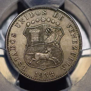 Venezuela 1938 12 1/2 Centavos PCGS AU58 Y-28 PC0464 combine shipping - Picture 1 of 3