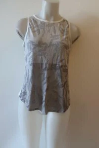 NUEVO CON ETIQUETAS MUJER FABLETIC MILLIE CAMISETA SIN MANGAS GRIS BLANCO ROTO CRUZADA XS * - Imagen 1 de 5