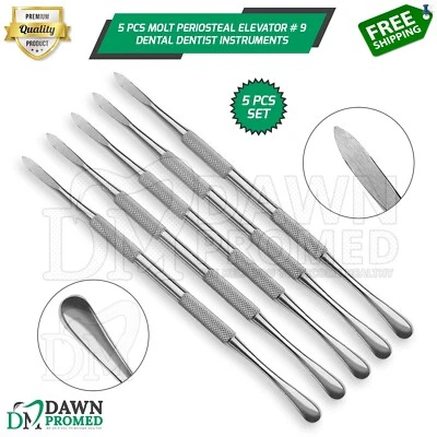 5 Pcs Molt Periosteal Elevator # 9 Double Ended Allen Dental Inst German Grade - Image 1 of 4