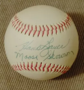 DUAL SIGNED MOOSE SKOWRON & HANK BAUER RAWLINGS OAL BASEBALL JSA CERTIFIED - Picture 1 of 4