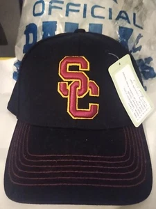 USC neu schwarz Micro Mesh Baseball Kappe Erwachsene Flex M/L mit Verkäufer Muster Etikett    - Bild 1 von 4