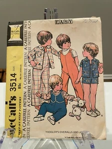 VINTAGE 1973 MCCALL'S 3514 TODDLER JACKET & OVERALL SIZE 2 - Picture 1 of 2