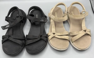 2 paia sandali donna Skechers taglia 9 GOGA MAT GO WALK Flex sublime nero e marrone - Foto 1 di 24