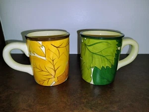 2001 STARBUCKS BARISTA FALL LEAVES LARGE COFFEE MUGS 20 oz. - SET OF 2 - Picture 1 of 9