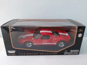 MOTORMAX 1:24 FORD GT RED/WHITE STRIPE DIECAST MODEL CAR UNOPENED BOXED-MIB - Picture 1 of 10