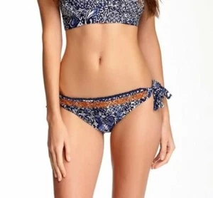 727 Lucky Brand Navy Batik Tie Side Bikini Bottoms XS - Picture 1 of 3