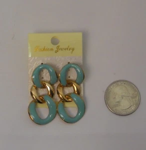 Fashion Jewelry Ladies Chain Earrings Mint Drop Dangle Push Back Fasteners - Picture 1 of 12