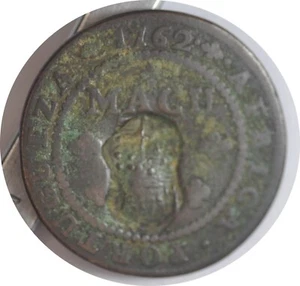 Angola D. Maria II Gekrönter Schild Stempel auf 1/2 Macuta D. Jose 1762 - Bild 1 von 7