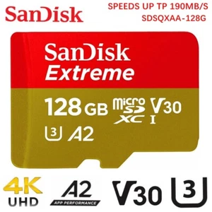 Micro SD Card SanDisk Extreme For Mobile Gaming 128GB SDXC UHS-I U3 SDSQXAA-128G - Picture 1 of 3