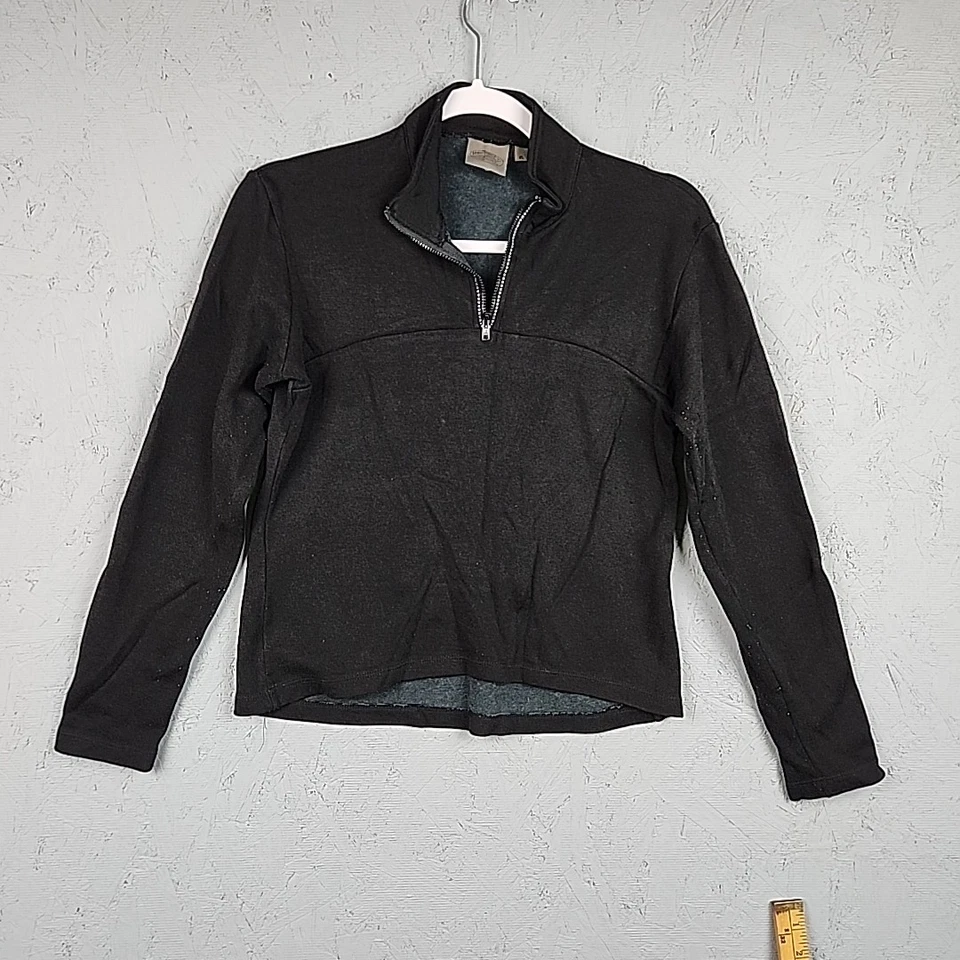 Horny 蟾蜍套衫女式中号黑色轻便高性能拉链健身房毛衣  — 第 1/4 张图片