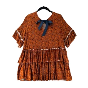 Matilda Jane Top Damen Gr. M Rüschen Rost Kunst Jersey Strick Cottagecore Bohemian - Bild 1 von 7