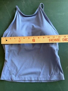 Lululemon “No Size Tag” Cropped Tank Built In Shelf Bra Thin Strap Blue - Picture 1 of 7